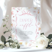 Pink Bow Diaper raffle Wildflower Baby shower ポスター