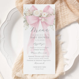 Pink Bow Elegant Baby Shower メニュー
