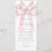 Pink Bow Elegant Baby Shower メニュー (正面)