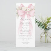 Pink Bow Elegant Baby Shower メニュー (スタンド正面)
