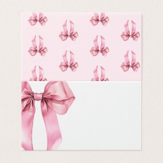 Pink Bow elegant birthday party place card (外部フラット)