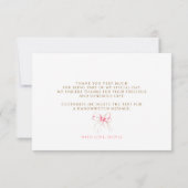 Pink Bow Elegant Chic Whimsical Thank You Card サンキューカード (裏面)