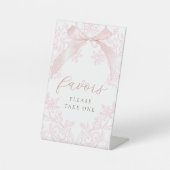 pink bow elegant favors sign 台座サイン (正面)
