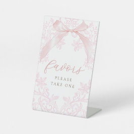 pink bow elegant favors sign 台座サイン