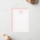 Pink Bow Elegant Girl Personalized Note Card ノートカード (正面/裏面インサイチュ)