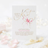 Pink Bow Elegant Modern Minimalist Bridal Shower 招待状