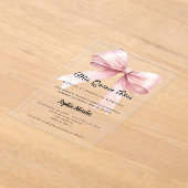 Pink bow elegant Quinceanera luxury clear アクリル招待状 (レイダウン)