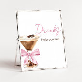 Pink Bow Espresso Baby Shower Drinks Sign ポスター