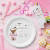 Pink Bow Espresso Martini Baby Shower ペーパープレート (パーティー)