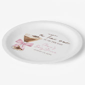 Pink Bow Espresso Martini Baby Shower ペーパープレート (アングル)