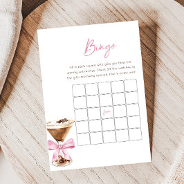 Pink Bow Espresso Martini Baby Shower Bingo Game
