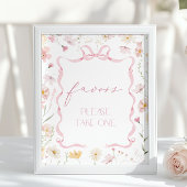 Pink Bow Favors Wildflower Baby shower ポスター