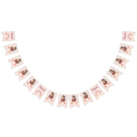 Pink Bow First Birthday! バンティングフラッグ (全)