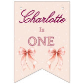 Pink Bow First Birthday! バンティングフラッグ (第1の旗)