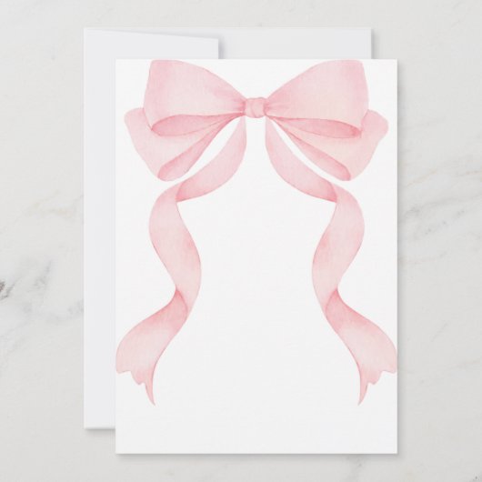 Pink Bow First Birthday Invitation 招待状 (裏面)