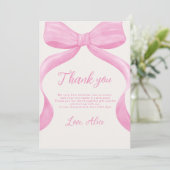 Pink Bow First Birthday Thank You Card サンキューカード (スタンド正面)