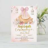 Pink Bow Floral Aqeeqah Girl Invitation 招待状 (スタンド正面)