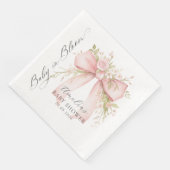 Pink Bow Floral Baby Shower Paper Napkin (コーナー)