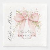 Pink Bow Floral Baby Shower Paper Napkin (正面)