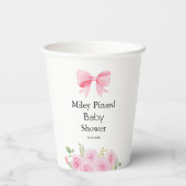Pink Bow Floral Baby Shower Party 紙コップ (裏面)