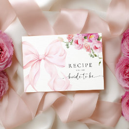 Pink Bow Floral Bridal Shower Recipe Request エンクロージャーカード