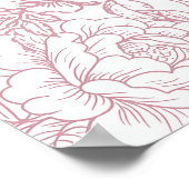 Pink Bow Floral Chinoiserie Baptism Welcome Sign ポスター (角)