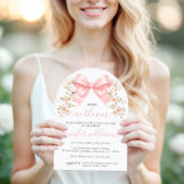 Pink Bow Floral Coquette Baby in Bloom Shower 招待状