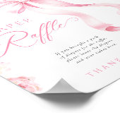 Pink Bow Floral Diaper Raffle Table Sign ポスター (角)