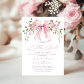 Pink Bow Floral Girl Baby Shower 招待状