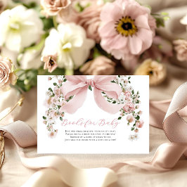 Pink Bow Floral Girl Baby Shower Books for Baby エンクロージャーカード