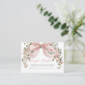 Pink Bow Floral Girl Baby Shower Diaper Raffle エンクロージャーカード (スタンド正面)