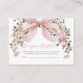 Pink Bow Floral Girl Baby Shower Diaper Raffle エンクロージャーカード (正面)