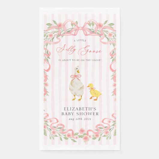 Pink Bow Floral Goose Baby Shower (正面)