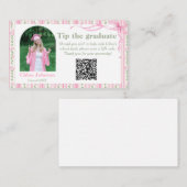 Pink Bow Floral Graduation エンクロージャーカード (正面/裏面)