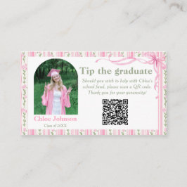 Pink Bow Floral Graduation エンクロージャーカード