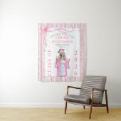 Pink Bow Floral Graduation タペストリー (インサイチュ)