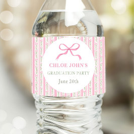 Pink Bow Floral Graduation ペットボトルラベル