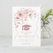 Pink Bow Floral Graduation 招待状 (スタンド正面)