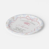 Pink Bow Floral Graduation Paper Plates ペーパープレート (アングル)