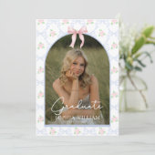 Pink Bow Floral Graduation Party 招待状 (スタンド正面)