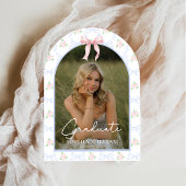 Pink Bow Floral Graduation Party 招待状