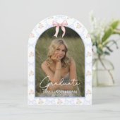 Pink Bow Floral Graduation Party 招待状 (スタンド正面)