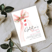 Pink bow floral hearts gal pals Valentine's  招待状