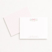 Pink Bow Floral Nursery Note Card 案内状