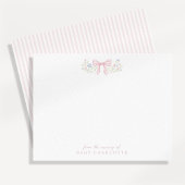 Pink Bow Floral Nursery Note Card 案内状