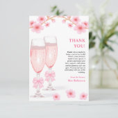 Pink Bow Floral Petals and Prosecco Bridal Shower  サンキューカード (スタンド正面)