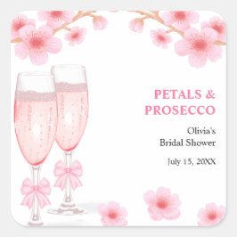 Pink Bow Floral Petals and Prosecco Bridal Shower  スクエアシール