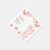 Pink Bow Floral Petals and Prosecco Bridal Shower  スタンダードカクテルナプキン (角)