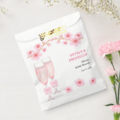 Pink Bow Floral Petals and Prosecco Bridal Shower  フェイバーバッグ (封をした状態)