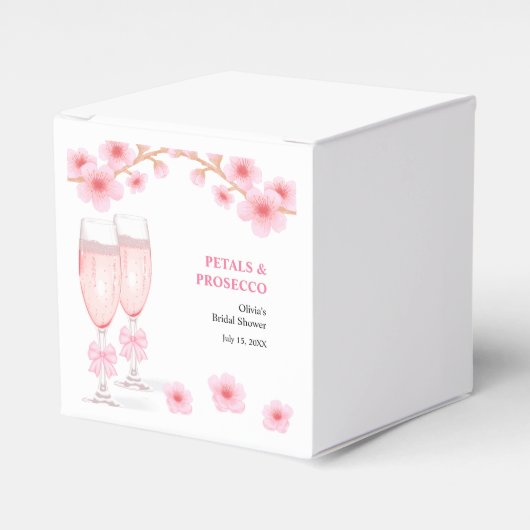 Pink Bow Floral Petals and Prosecco Bridal Shower  フェイバーボックス (正面サイド)